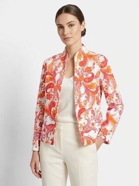Vintage Blazer Draper’s & Damon’s Women’s Red Paisley Open Front Jacket Sz 12